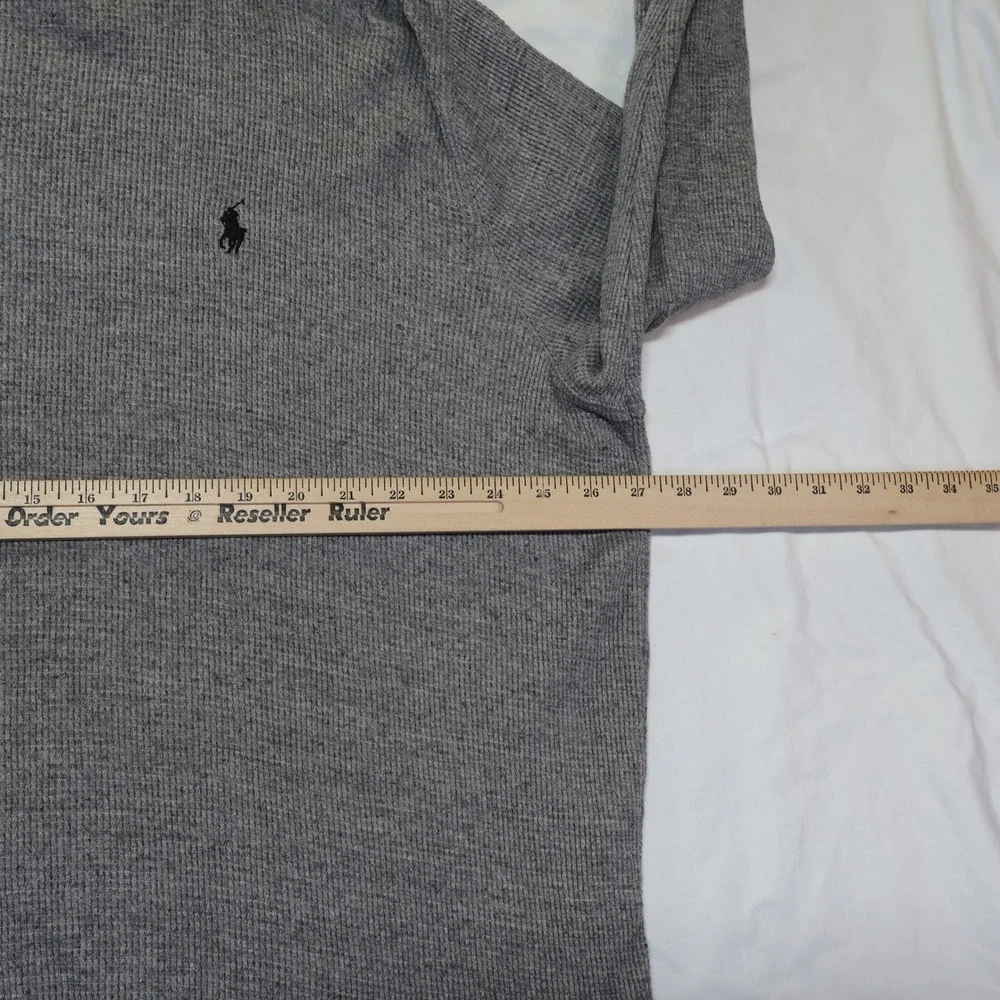 Polo Ralph Lauren Mens 3XLT Grey Waffle Knit Thermal Long Sleeve Shirt Pony Logo